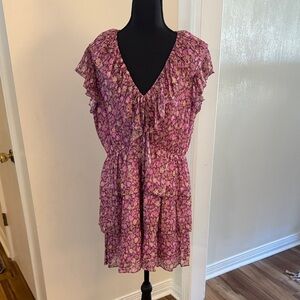Marie Oliver Floral Pink Ruffle Dress